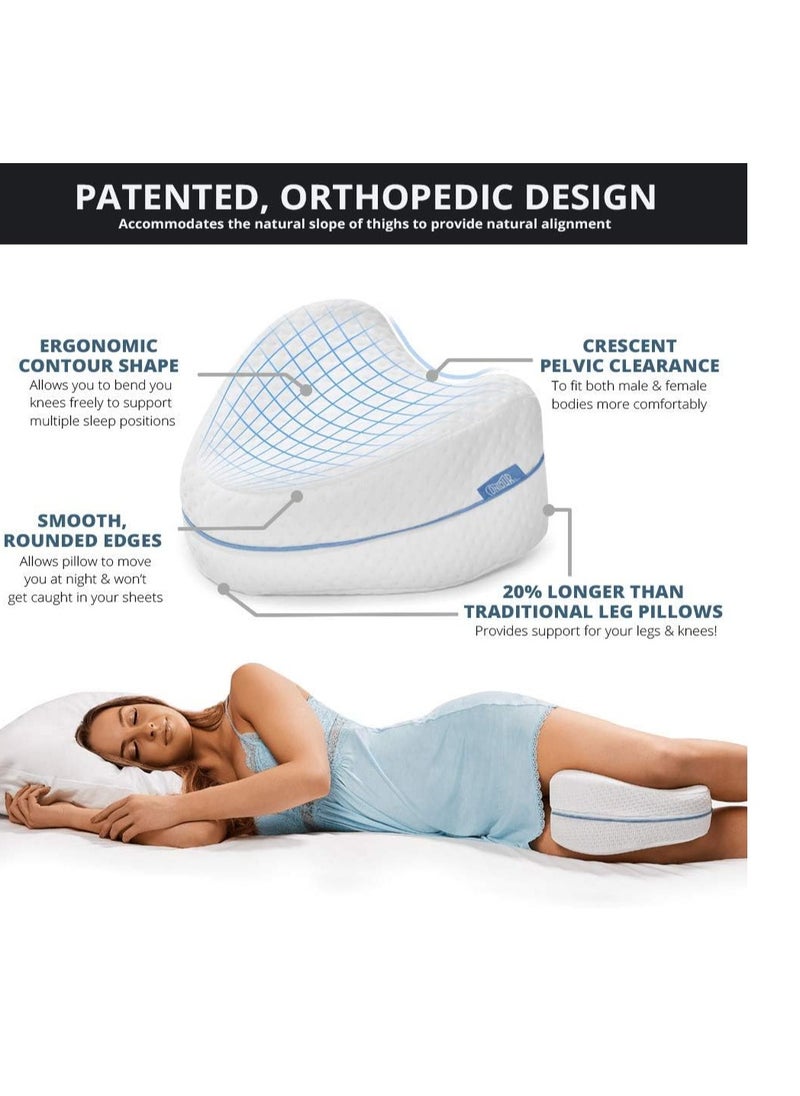 Contour Legacy Leg & Knee Foam Support Pillow - Soothing Relief for Sciatica, Back, HIPS, Knees, Joints - As Seen on TV