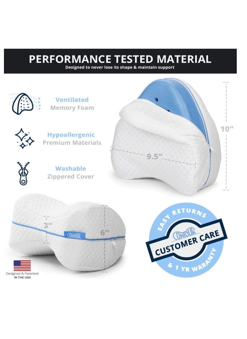 Contour Legacy Leg & Knee Foam Support Pillow - Soothing Relief for Sciatica, Back, HIPS, Knees, Joints - As Seen on TV