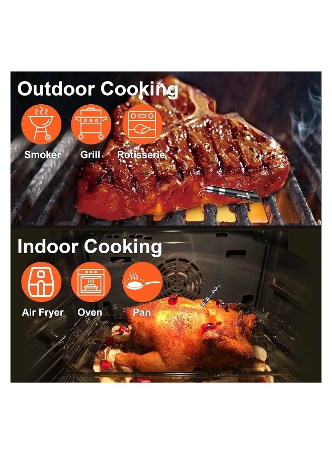Wireless Meat Thermometer, 2 Meat Probe Wireless Thermometer for Grilling, 195Ft Meat Thermometer Digital Wireless, Smart Meat Thermometer Wireless, BBQ Oven Grill Smoker, Meat Grill Thermometer