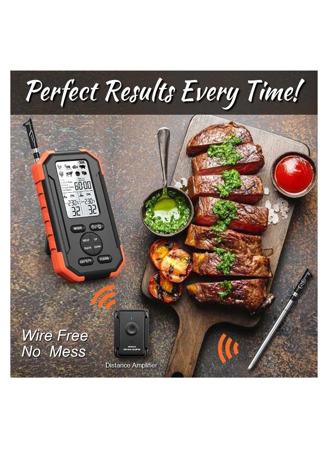 Wireless Meat Thermometer, 2 Meat Probe Wireless Thermometer for Grilling, 195Ft Meat Thermometer Digital Wireless, Smart Meat Thermometer Wireless, BBQ Oven Grill Smoker, Meat Grill Thermometer