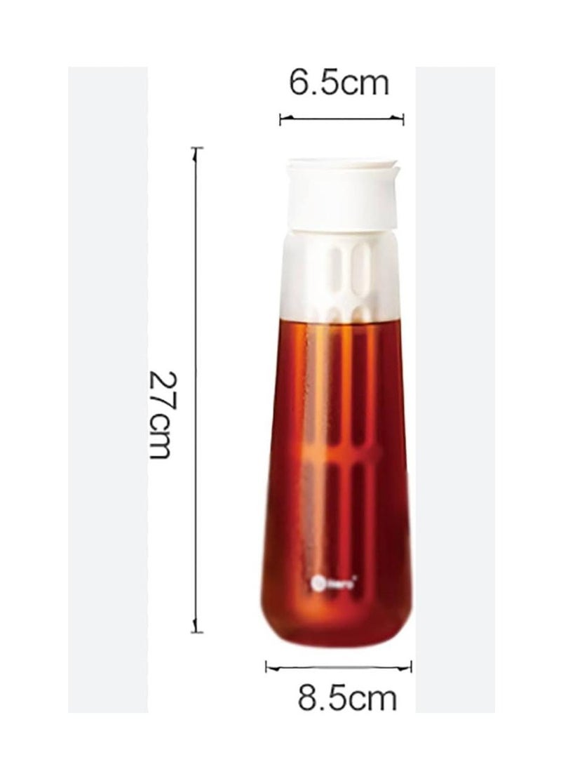zeroHero Fanjing Cold Brew Coffee Maker Bottle 650ml with Multiple Uses + Brush + Filter - Using Borosilicate Cold and Heat Resistant Glass
