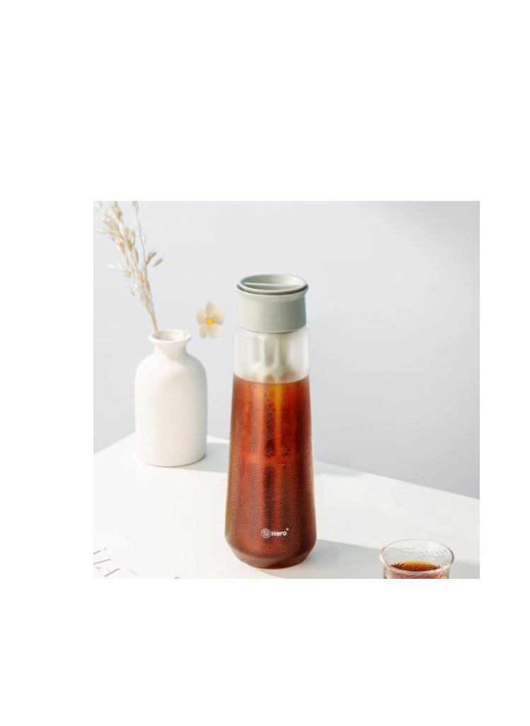 zeroHero Fanjing Cold Brew Coffee Maker Bottle 650ml with Multiple Uses + Brush + Filter - Using Borosilicate Cold and Heat Resistant Glass.