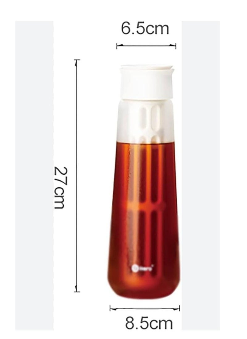 zeroHero Fanjing Cold Brew Coffee Maker Bottle 650ml with Multiple Uses + Brush + Filter - Using Borosilicate Cold and Heat Resistant Glass.