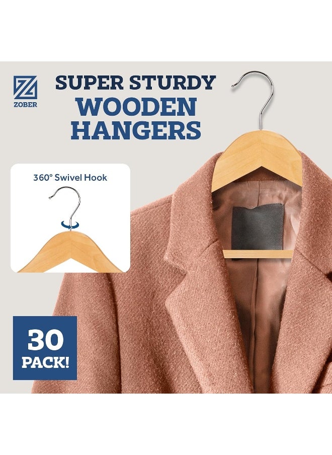 Zober wooden hanger with grip 30 pack