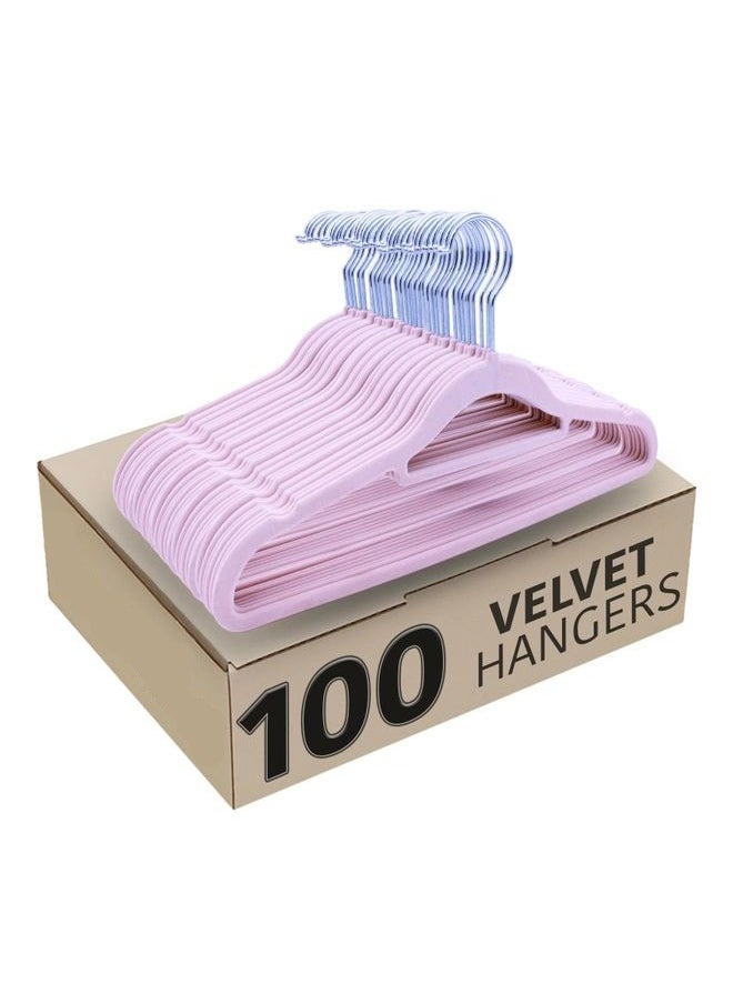 Hangers, 15.9 Inch Pink Velvet Hangers with 1 Pcs Size Dividers Non Slip Nursery Children Closet Clothes Hangers for Infant Toddler Girls and Boys - 100 Pcs