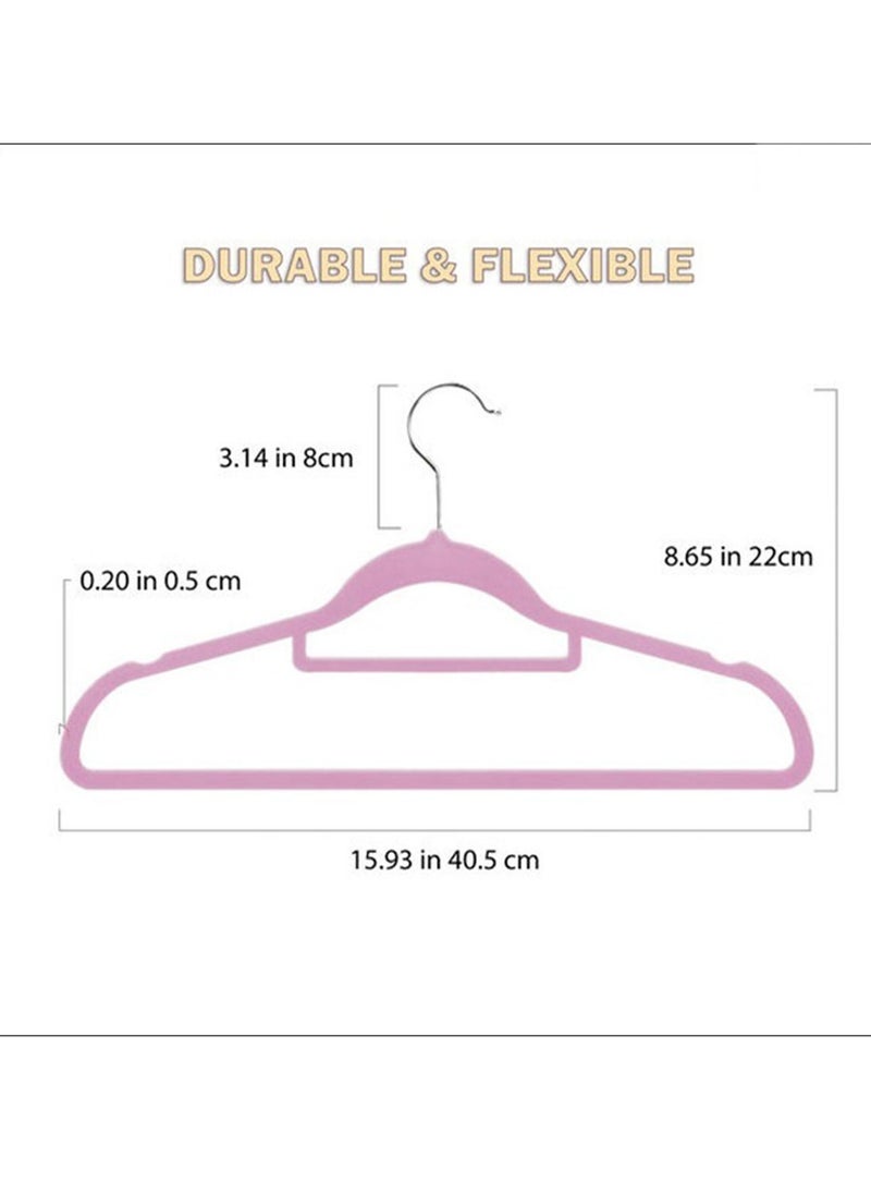 Hangers, 15.9 Inch Pink Velvet Hangers with 1 Pcs Size Dividers Non Slip Nursery Children Closet Clothes Hangers for Infant Toddler Girls and Boys - 100 Pcs