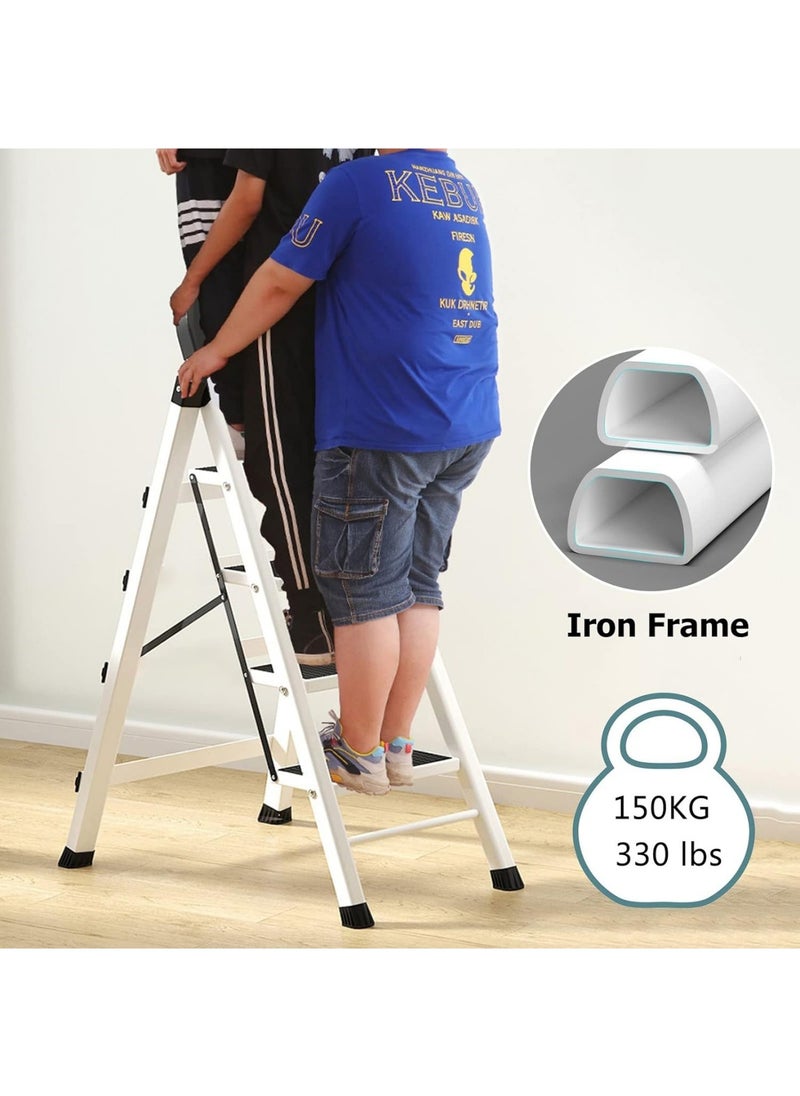 Folding 7 Step Ladder, Step Stool, Portable, Lightweight, Anti Slip Pedal, Handrail For Home Kitchen Office