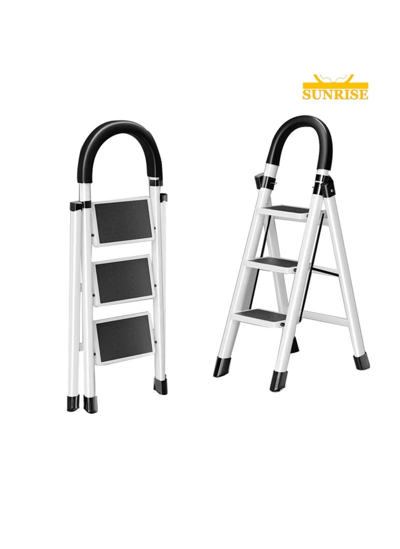 Folding 3 Step Ladder, Step Stool, Portable, Lightweight, Anti Slip Pedal, Handrail For Home Kitchen Office