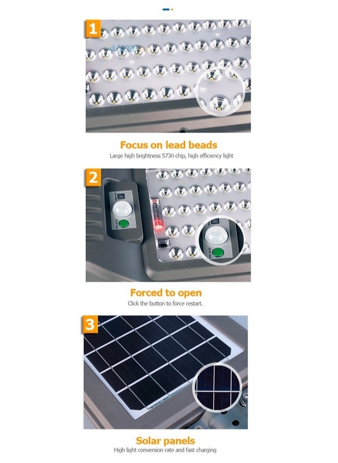 100W Solar Street Lights Outdoor - Remote Control - Wide Angle Motion Sensor - 10000MAh Battery - Dusk to Dawn Illumination - 6500K LED Waterproof Street Lamp for Commercial, Yard, Parking Lot