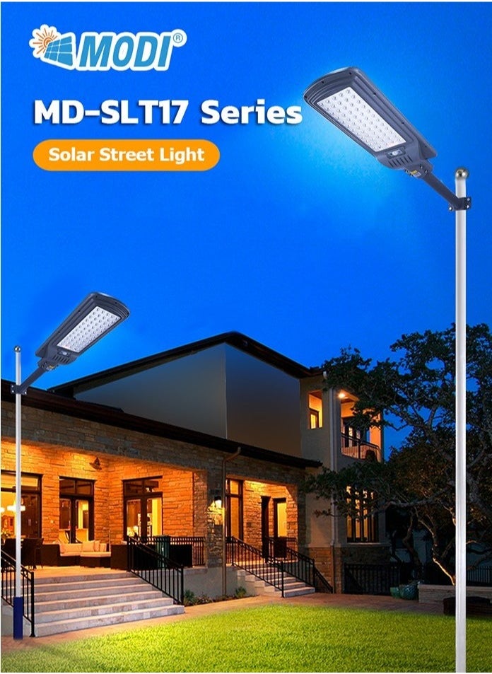 100W Solar Street Lights Outdoor - Remote Control - Wide Angle Motion Sensor - 10000MAh Battery - Dusk to Dawn Illumination - 6500K LED Waterproof Street Lamp for Commercial, Yard, Parking Lot