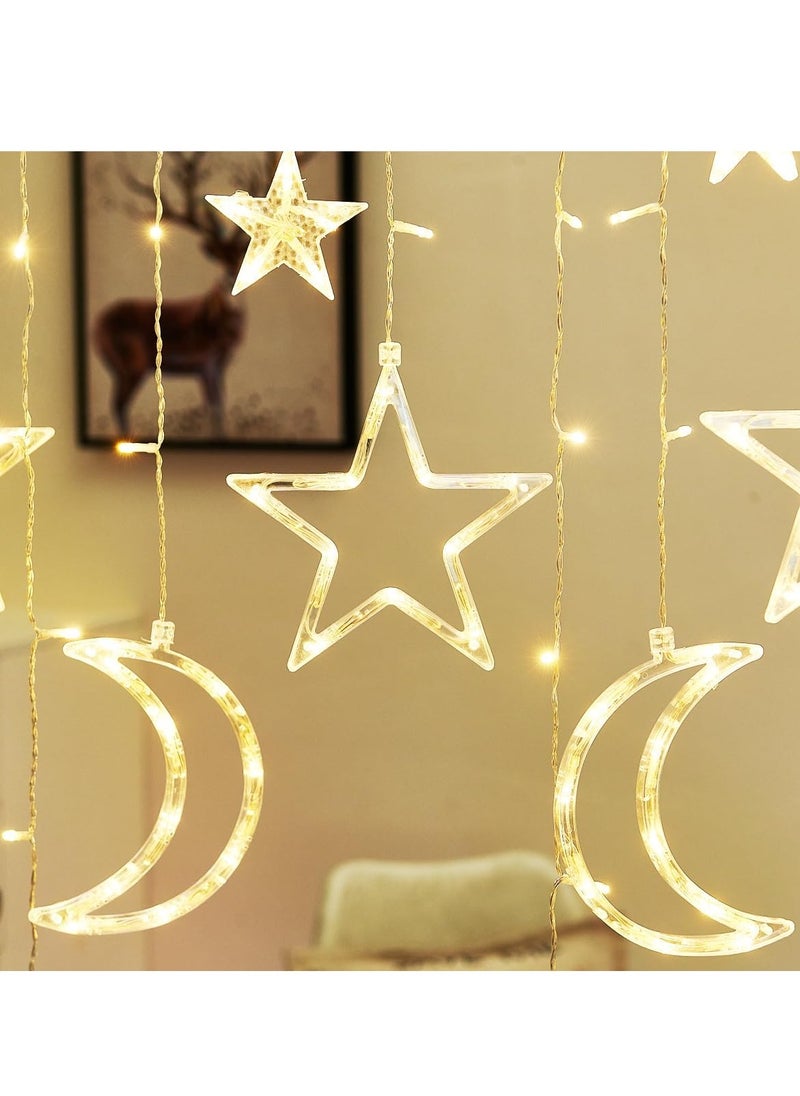 1pc USB-Powered LED Fairy String Lights, Star and Moon Design, for Home, Wedding, Festival, Birthday, Party, Ramadan, Thanksgiving Decorations, with No Battery Required