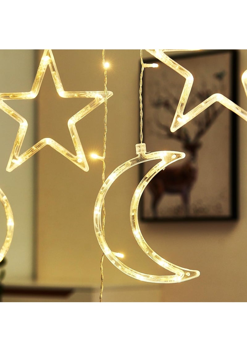 1pc USB-Powered LED Fairy String Lights, Star and Moon Design, for Home, Wedding, Festival, Birthday, Party, Ramadan, Thanksgiving Decorations, with No Battery Required