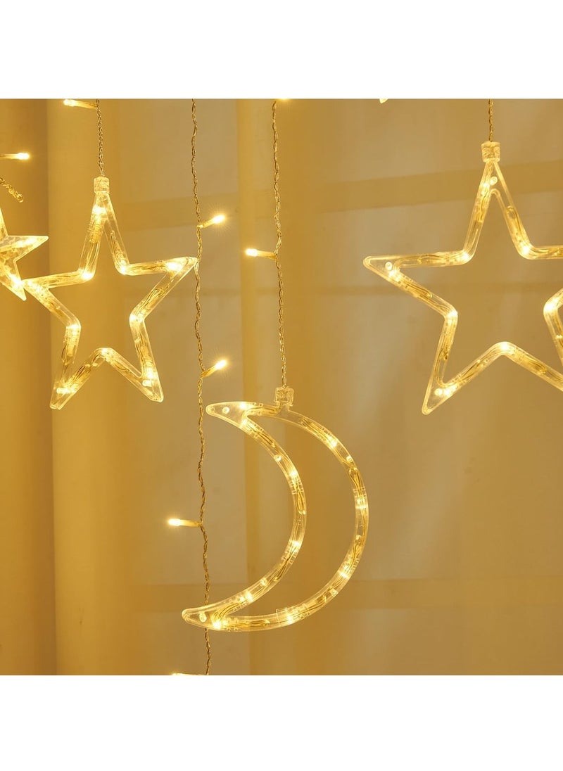 1pc USB-Powered LED Fairy String Lights, Star and Moon Design, for Home, Wedding, Festival, Birthday, Party, Ramadan, Thanksgiving Decorations, with No Battery Required