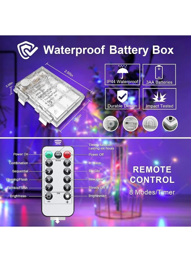 20M 200 LED Battery-Operated Fairy Lights with Remote, Waterproof 8-Modes Firefly Lights for Ramadan, Christmas, Diwali, New Year, and Festive Decorations