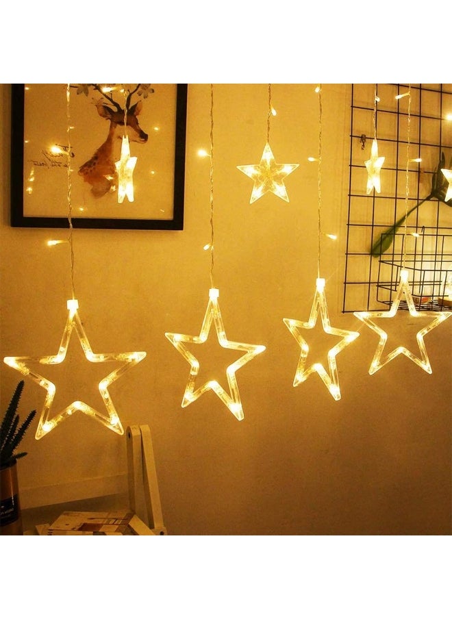 LED Star Curtain String Lights, Warm White Decorative Lights for Bedroom, Home Décor – Perfect for Diwali, Christmas, Ramadan, New Year, and Festive Celebrations