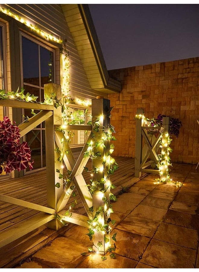 Outdoor String Lights, 100 LED, 32.8 FT Realistic Plant Garland with Lights – Decorative Vine Lights for Bedroom, Diwali, Christmas, Ramadan, New Year, and Festive Décor