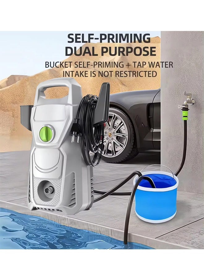 Electric Pressure Washer 2000PSI Max Pressure Washers with 7M Hose Foam Pot Filter Screen Detachable Water Gun Electric Power Washer for Cleaning Car Fences Pool