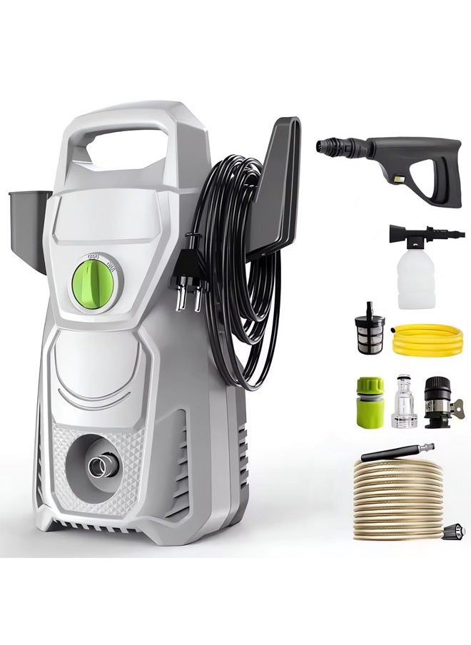 Electric Pressure Washer 2000PSI Max Pressure Washers with 7M Hose Foam Pot Filter Screen Detachable Water Gun Electric Power Washer for Cleaning Car Fences Pool