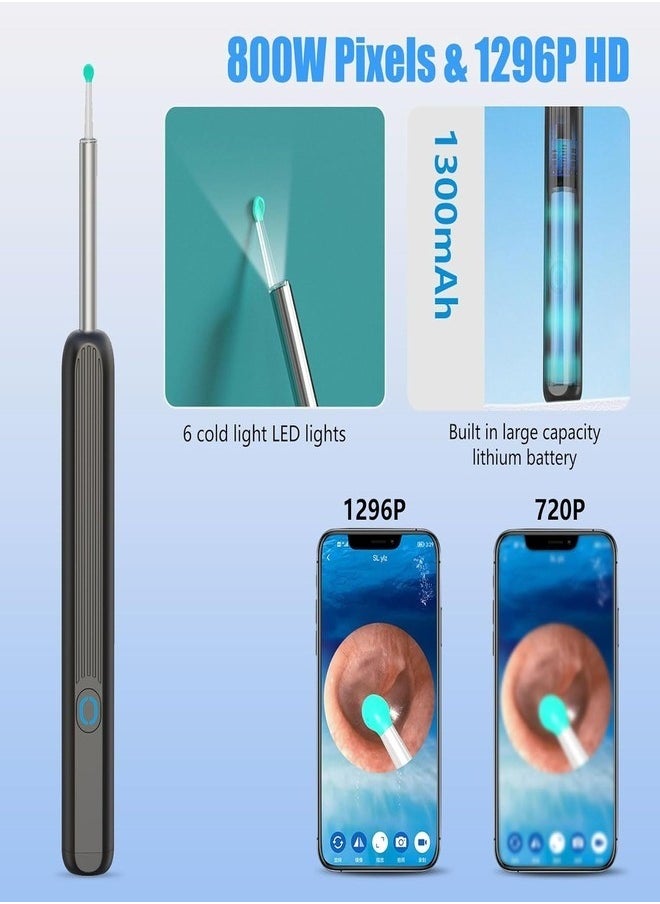 Ear Wax Removal, Ear Pick Kit, Ear Cleaner with Camera,1296P HD Earwax Removal Tool with 8 Pcs Ear Set, Ear Cleaning Kit for Adult, Kids.