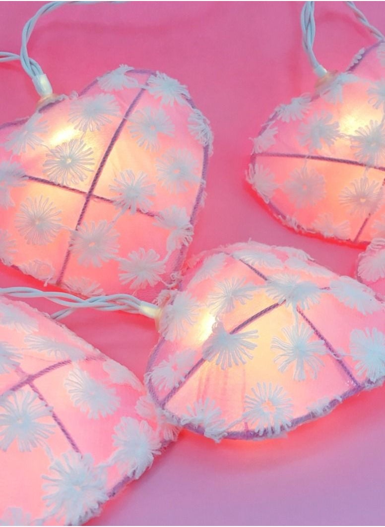 Heart-Shaped LED String Lights Pink 2M