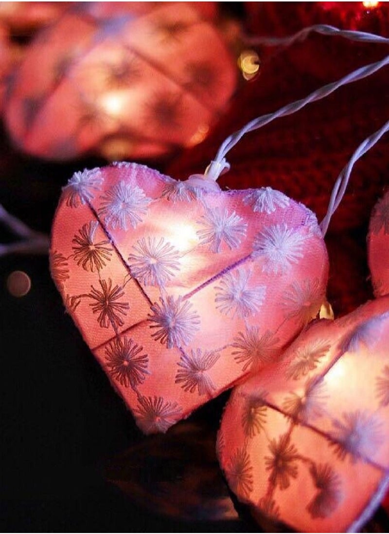 Heart-Shaped LED String Lights Pink 2M