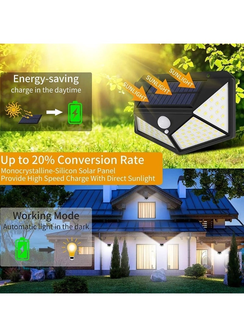 NEW Garden Solar Lights with 100 LEDs & 3 Modes – IP65 Waterproof Outdoor Light with 270° Lighting, Motion Sensor – Perfect for Backyard, Fence, Patio, and Front Door (4 Packs)