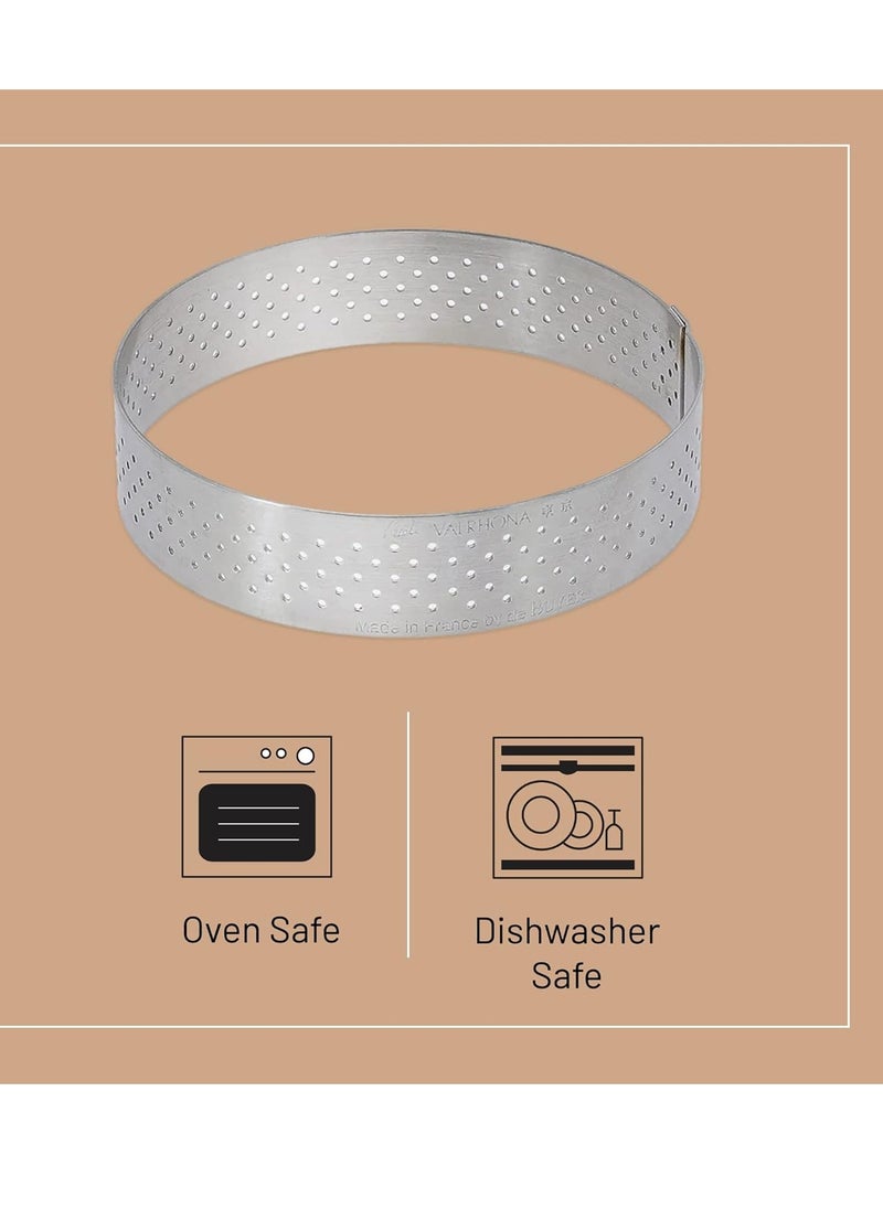 de Buyer Perforated Round Tart Ring - 8” Diameter, 0.8” Height - Perfect for Baking Beautifully Crisp Tarts - Easy to Use & Clean - Made in France
