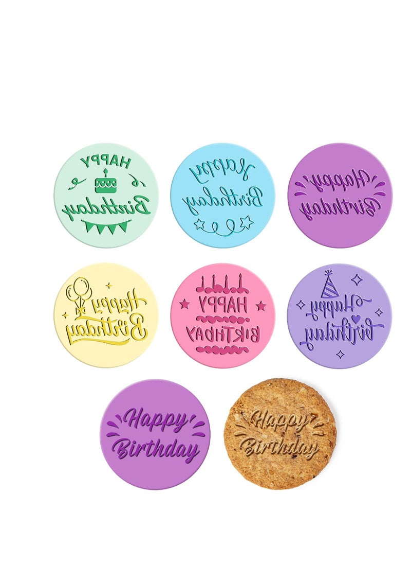 6 Pcs Happy Birthday Fondant Embosser Cookie Stamps 3D Design Cookie Cutters Happy Birthday Fondant Stamp for Party Decorating Fondant Icing Cupcake Cookie Cake (Birthday)