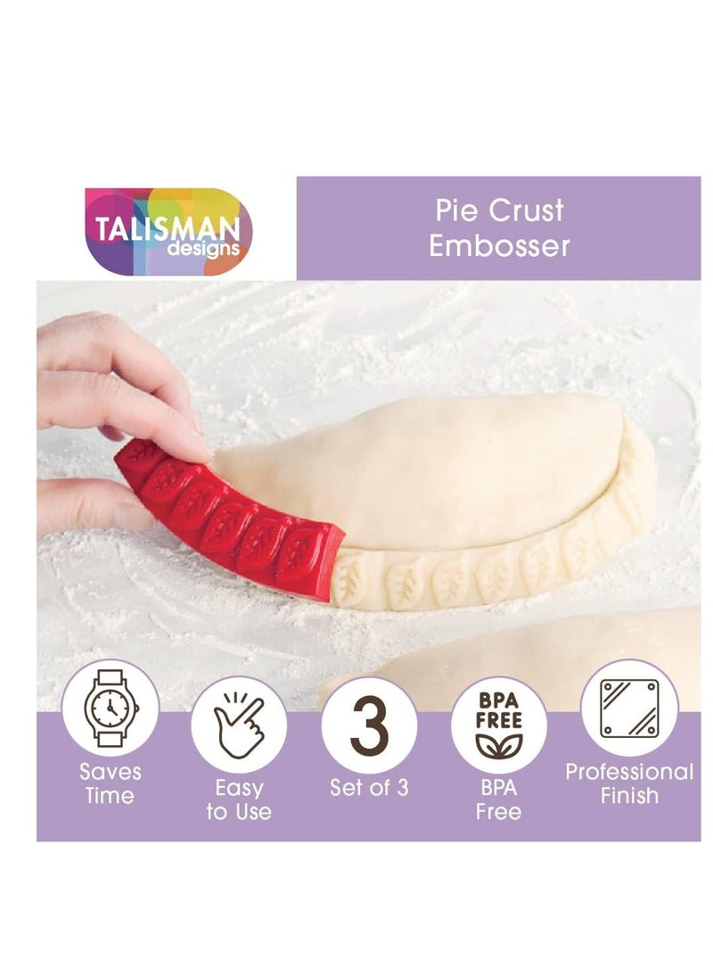 Talisman Designs Pastry Stamps | Set of 3 | Pie Crust Embosser | Pie Decorating Tools & Gadgets | Pie Baking Crust Cutters | Cute & Functional Kitchen Supplies