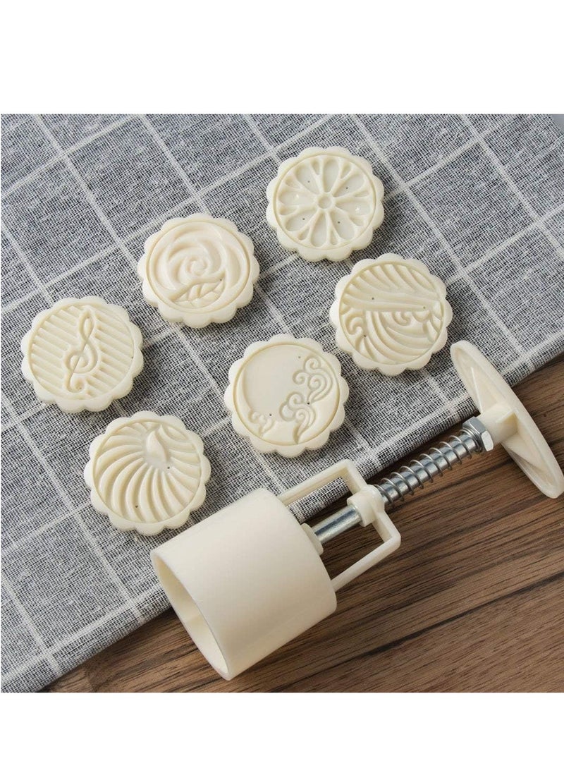 Cookie Stamp Moon Cake Mold Chinese Mid Autumn Festival Cake Press Polvoron Cutter with 50g 6 Stamps DIY Decoration