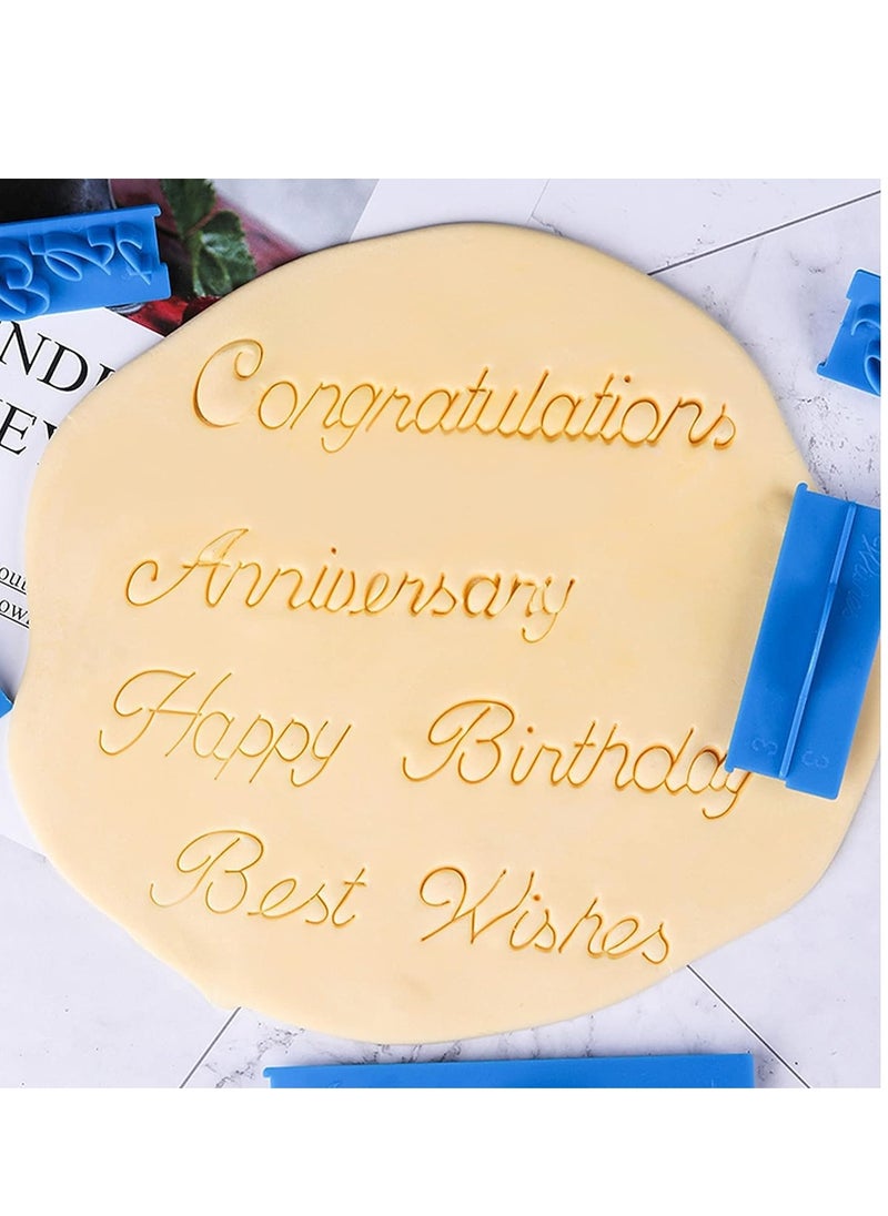 6Pcs Cake Words Stamp, DIY Handwritten Letter Printed Stamp Happy Birthday Best Wishes Congratuation Anniversary Handwritten Letter Cutter Set for DIY Cake Cookies