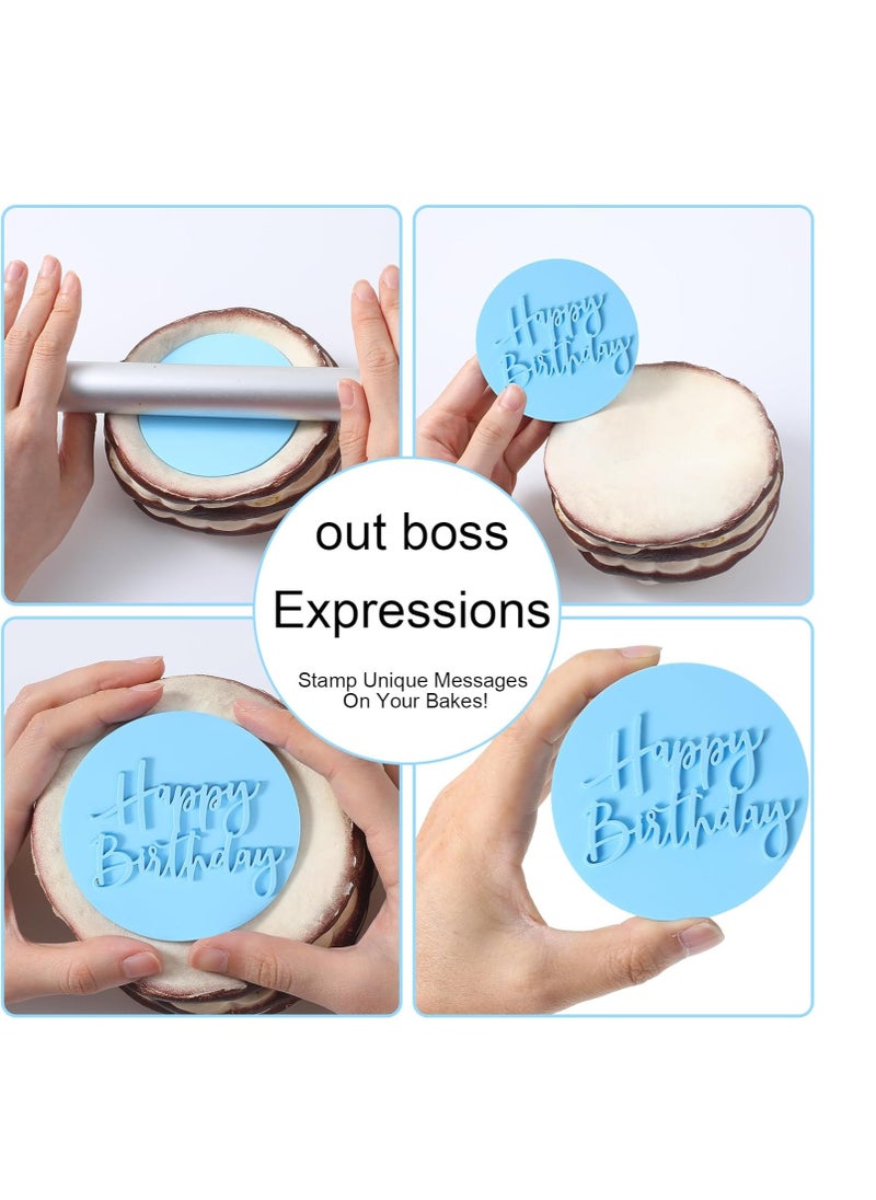 Happy Birthday Embosser Stamp 3d Design Cookie Stamps Cake Fondant Embosser Plastic Birthday Cookie Cutters Happy Birthday Fondant Stamp Decorating Cake Cupcake DIY Chocolate Paste 0.8cm