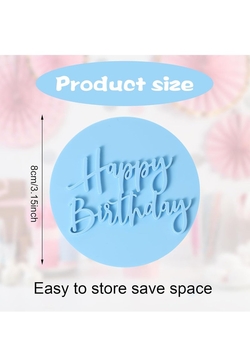 Happy Birthday Embosser Stamp 3d Design Cookie Stamps Cake Fondant Embosser Plastic Birthday Cookie Cutters Happy Birthday Fondant Stamp Decorating Cake Cupcake DIY Chocolate Paste 0.8cm