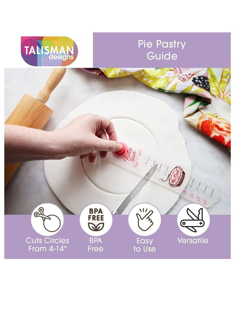 Talisman Designs Pie Pastry Guide | Perfectly Round Pie Crust Every Time | Cut Circles from 4 to 14 inches in Diameter | Pie Cutting Guide | Pie Dough, Puff Pastry, Fondant & More