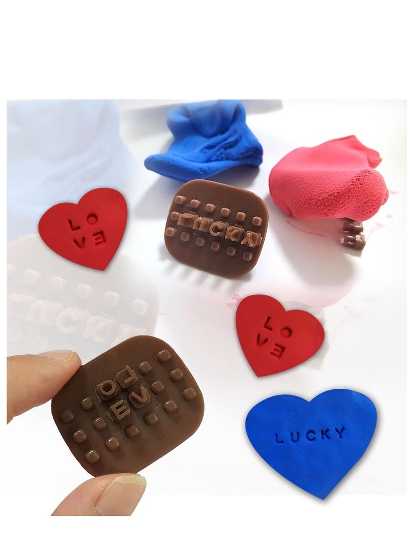 WHALE Letter Stamps for Clay, Pottery Stamps for Crafting Mini Alphabet Number Letter Stamps Cookie Stamps Polymer Clay Tools Small Press Fondant Embosser Letter Stamps (Dark Brown)