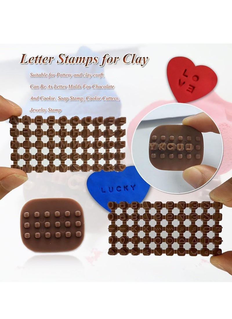 WHALE Letter Stamps for Clay, Pottery Stamps for Crafting Mini Alphabet Number Letter Stamps Cookie Stamps Polymer Clay Tools Small Press Fondant Embosser Letter Stamps (Dark Brown)