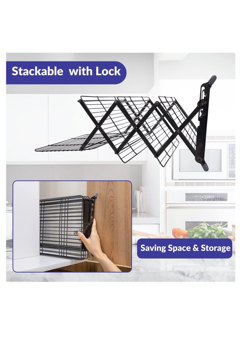 Geesta 2/3/4-Tier Upgraded Collapsible Cooling Rack with Adjustable 3 Setting Design Stackable Roasting Cooking Drying Wire Cooling Rack for Cookies Baking Gifts for Women