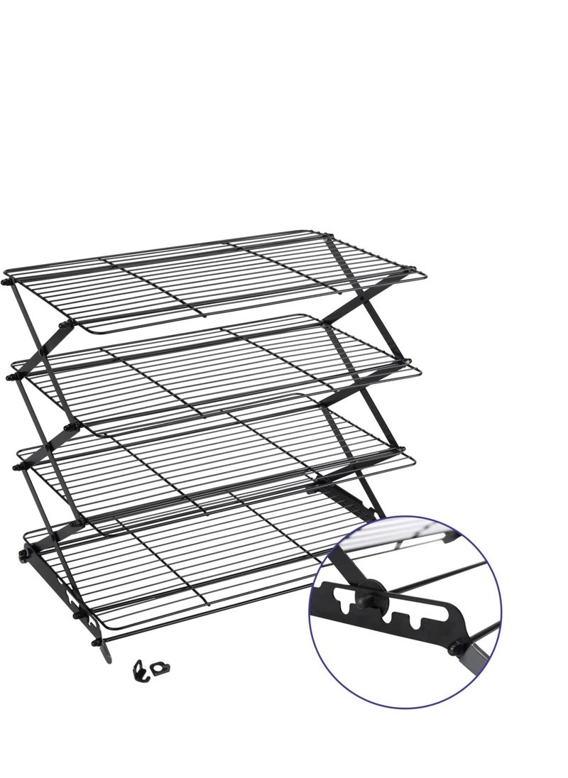 Geesta 2/3/4-Tier Upgraded Collapsible Cooling Rack with Adjustable 3 Setting Design Stackable Roasting Cooking Drying Wire Cooling Rack for Cookies Baking Gifts for Women