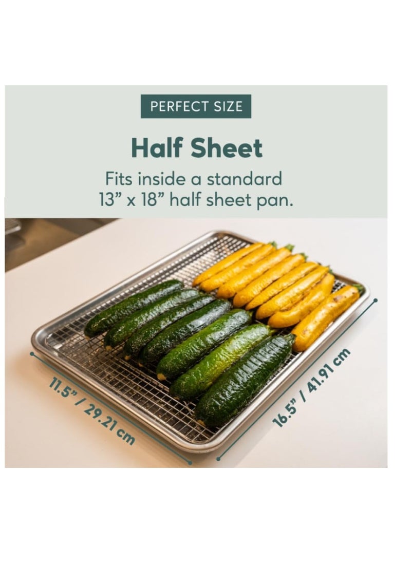 Ultra Cuisine Oven-Safe, Dishwasher-Safe 100% Stainless Steel Cooling and Baking Rack Set Heavy Duty Tight-Wire - 11.5 x 16.5-inch - Set of 2 - Half Sheet Pan Cooling Racks