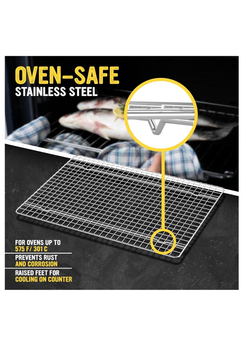 Utopia Kitchen 2-Pack Cooling Racks for Baking, Stainless Steel Wire Cookie Rack Fits Jelly Roll Sheet Pan, Oven Safe for Cooking, Roasting, Grilling - 8 x 11.75 Inches