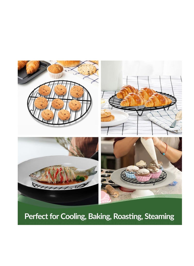 TeamFar Round Cooling Rack, 7.5’’ Small Baking Roasting Grilling Rack with Stainless Steel Core & Non-stick Coating, for Cooking Steaming Cooling, Healthy & Sturdy, Oven Safe & Easy Clean – Set of 2