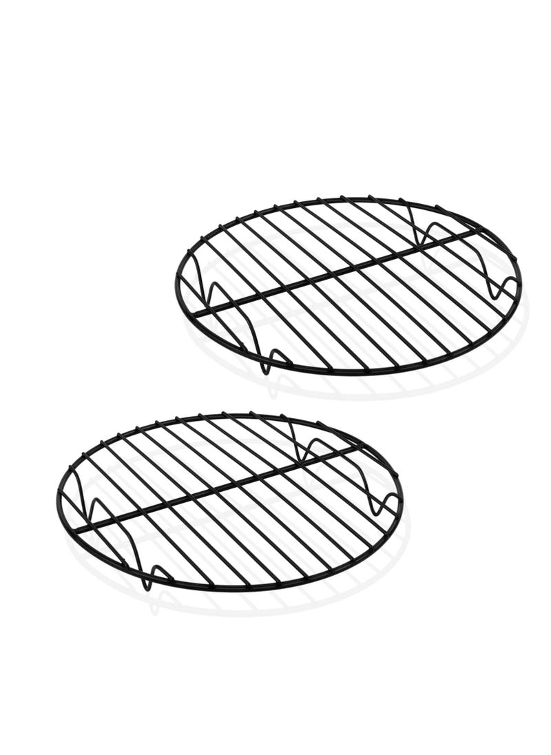 TeamFar Round Cooling Rack, 7.5’’ Small Baking Roasting Grilling Rack with Stainless Steel Core & Non-stick Coating, for Cooking Steaming Cooling, Healthy & Sturdy, Oven Safe & Easy Clean – Set of 2