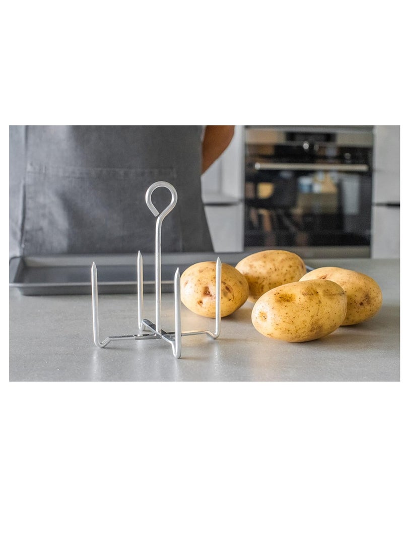 KitchenCraft Baked Potato Stand, Aluminium, 12 x 14.5 cm, Silver