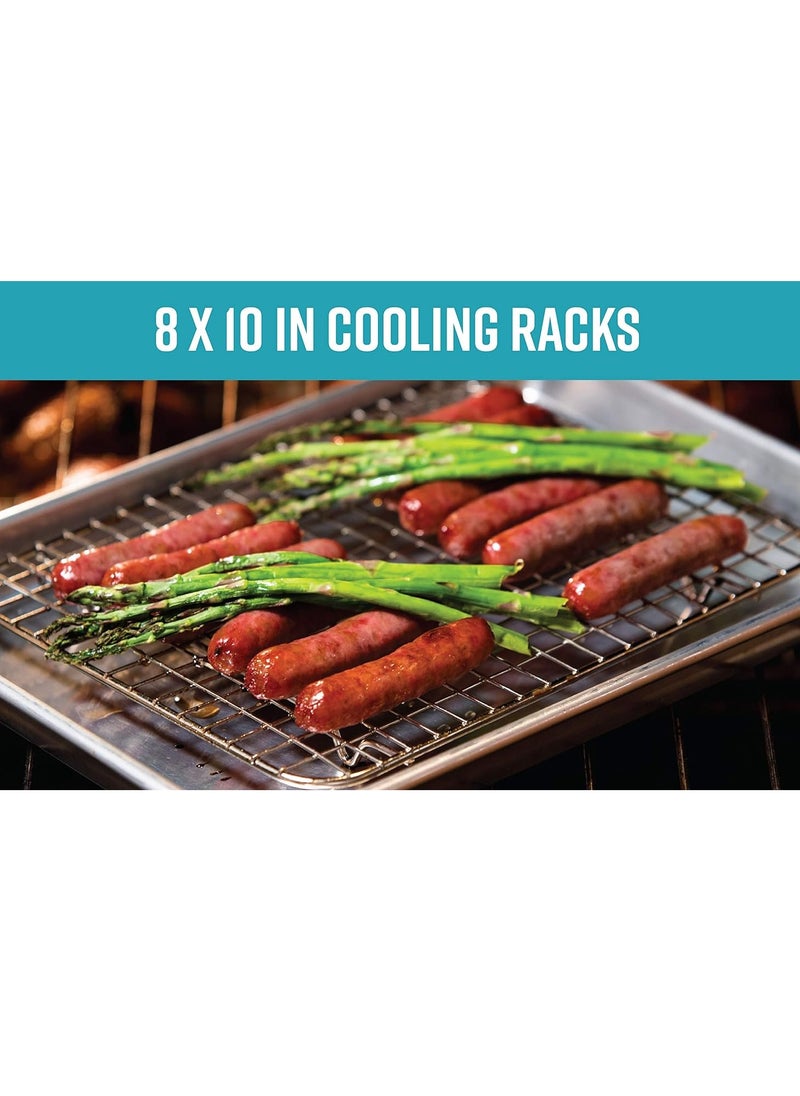 Goson Heavy Duty Stainless Stain Bakeware, Baking, Cooling, Oven Roasting, Broiler Rack, 8in by 10in, Cross Wire, Pack of 2, Compatible with Various Baking Sheets Oven Pans