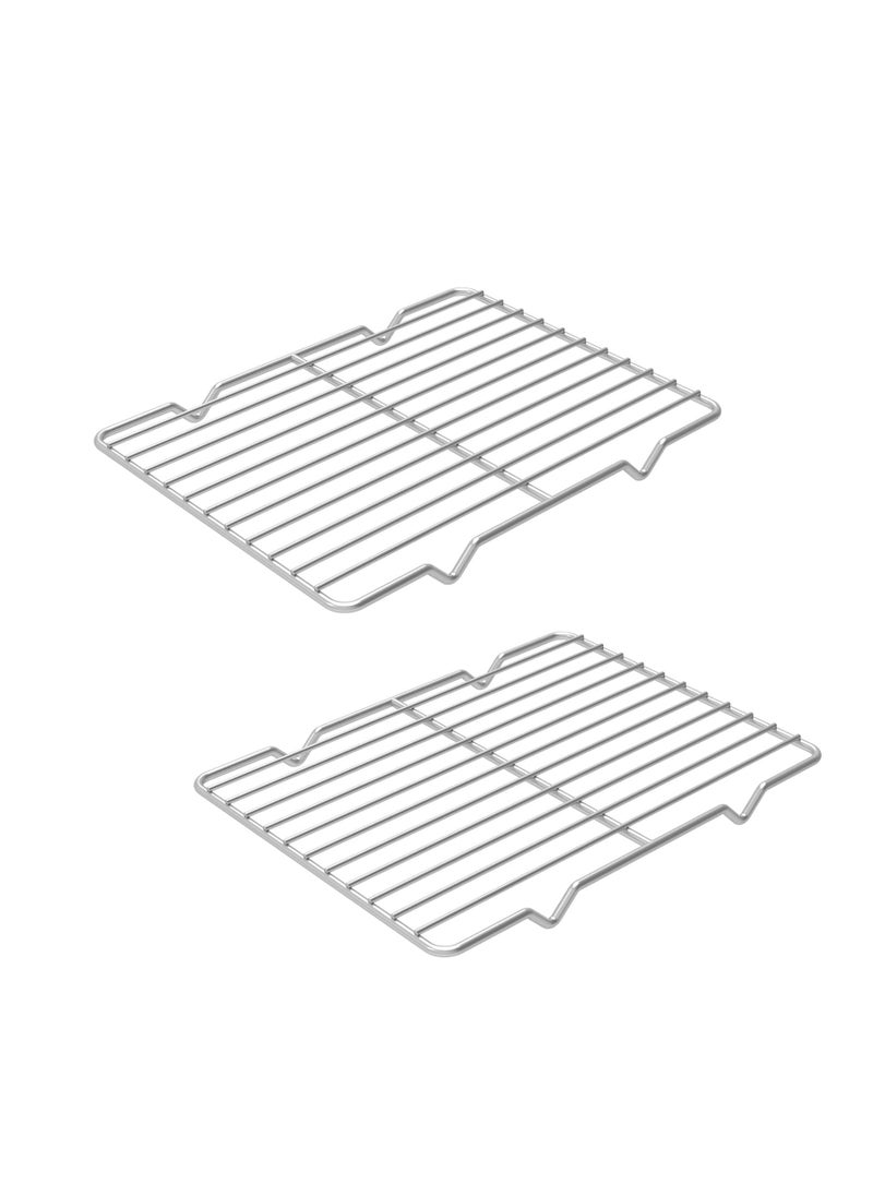 Linkidea Metal Grate Cooling Rack Pack of 2, Stainless Steel Baking Cooling Rack Rectangle 7.8'' x 10.2'', Oven Safe Grid Wire Racks for Roasting Disposable Pan