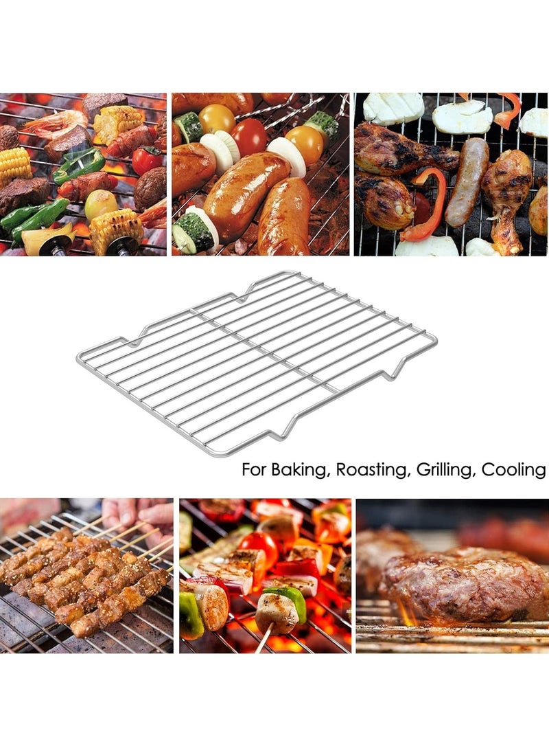 Linkidea Metal Grate Cooling Rack Pack of 2, Stainless Steel Baking Cooling Rack Rectangle 7.8'' x 10.2'', Oven Safe Grid Wire Racks for Roasting Disposable Pan