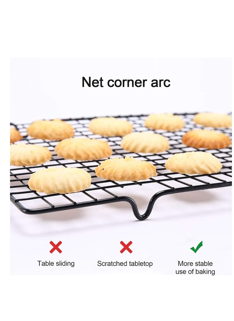 Lamoutor 2Pcs Metal Kitchen Baking Cooling Rack Square Wire Cooling Rack for Cake and Meat 10 x 11 inches (Black)