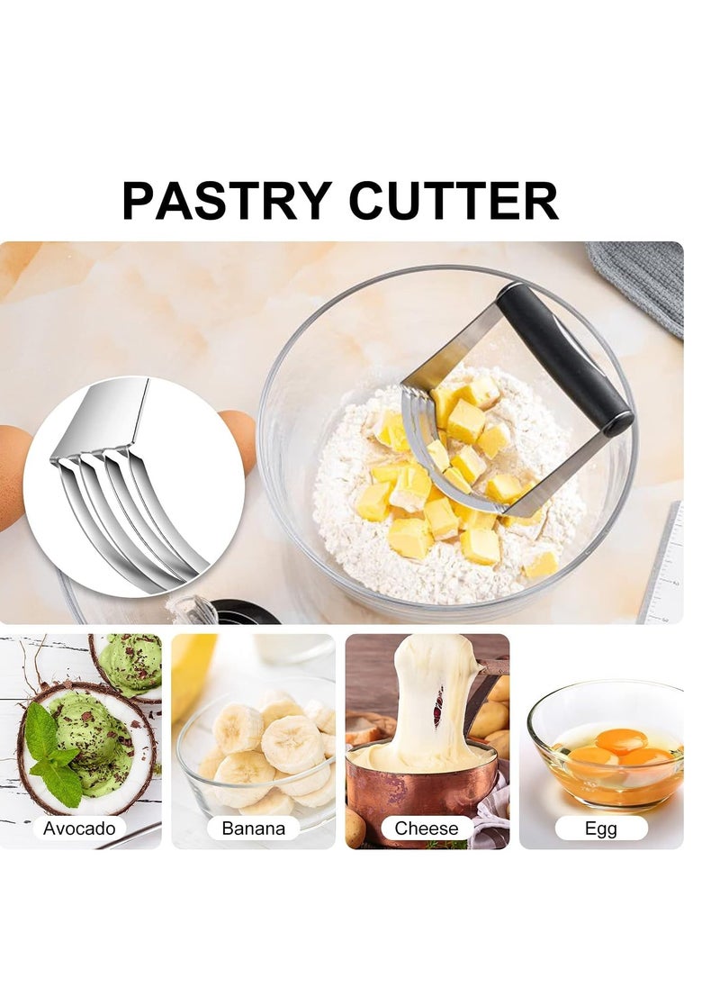 Pastry Cutter, Biscuit Cutter, Dough Scraper, Silicone Baking Mats, Stainless Steel Pastry Blender Set, Dough Cutter Biscuit Cutter Baking Pastry Mat Dough Blender Tools & Pastry Utensils (5 Pcs/Set)