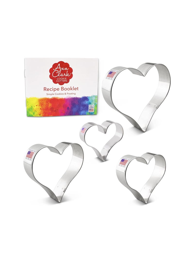 Heart Cookie Cutters 4-Pc Set Made in USA by Ann Clark, 2.75