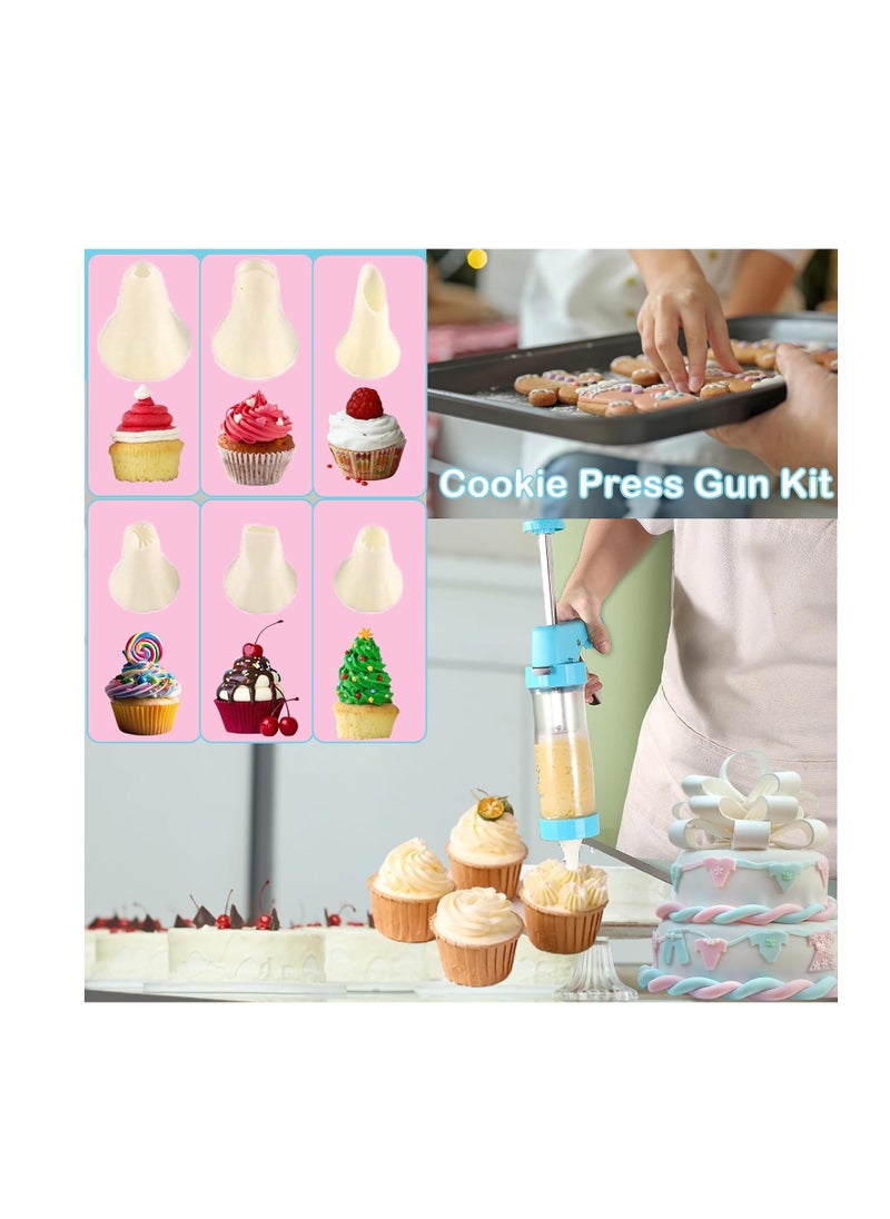 Hendiy Cookie Press, Stainless Steel Cookie Press Gun with 16 Spritz Cookie Press Stencil Discs and 6 Icing Tips,Cookie Press for Baking, Cookie Gun, Cookie Maker and Cake Icing 8.6 Inch